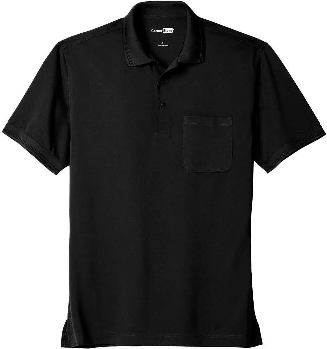Cornerstone Cs4020p Industrial Snag-proof Pique Pocket Polo - Black