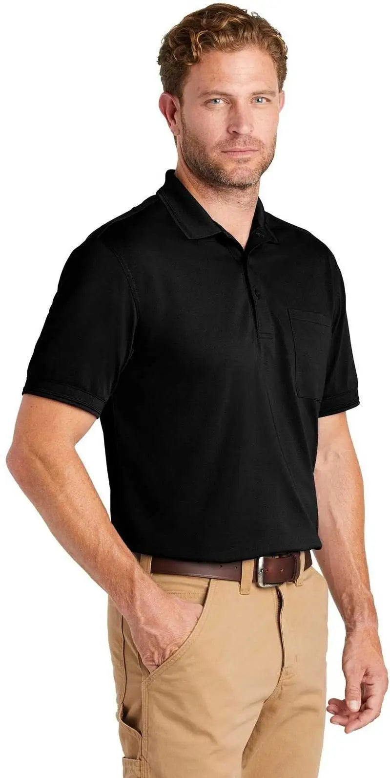 Cornerstone Cs4020p Industrial Snag-proof Pique Pocket Polo - Black