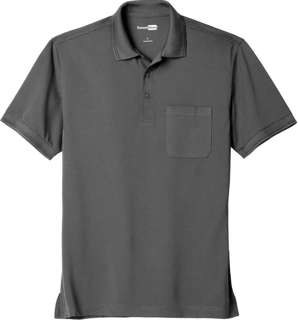 Cornerstone Cs4020p Industrial Snag-proof Pique Pocket Polo - Charcoal