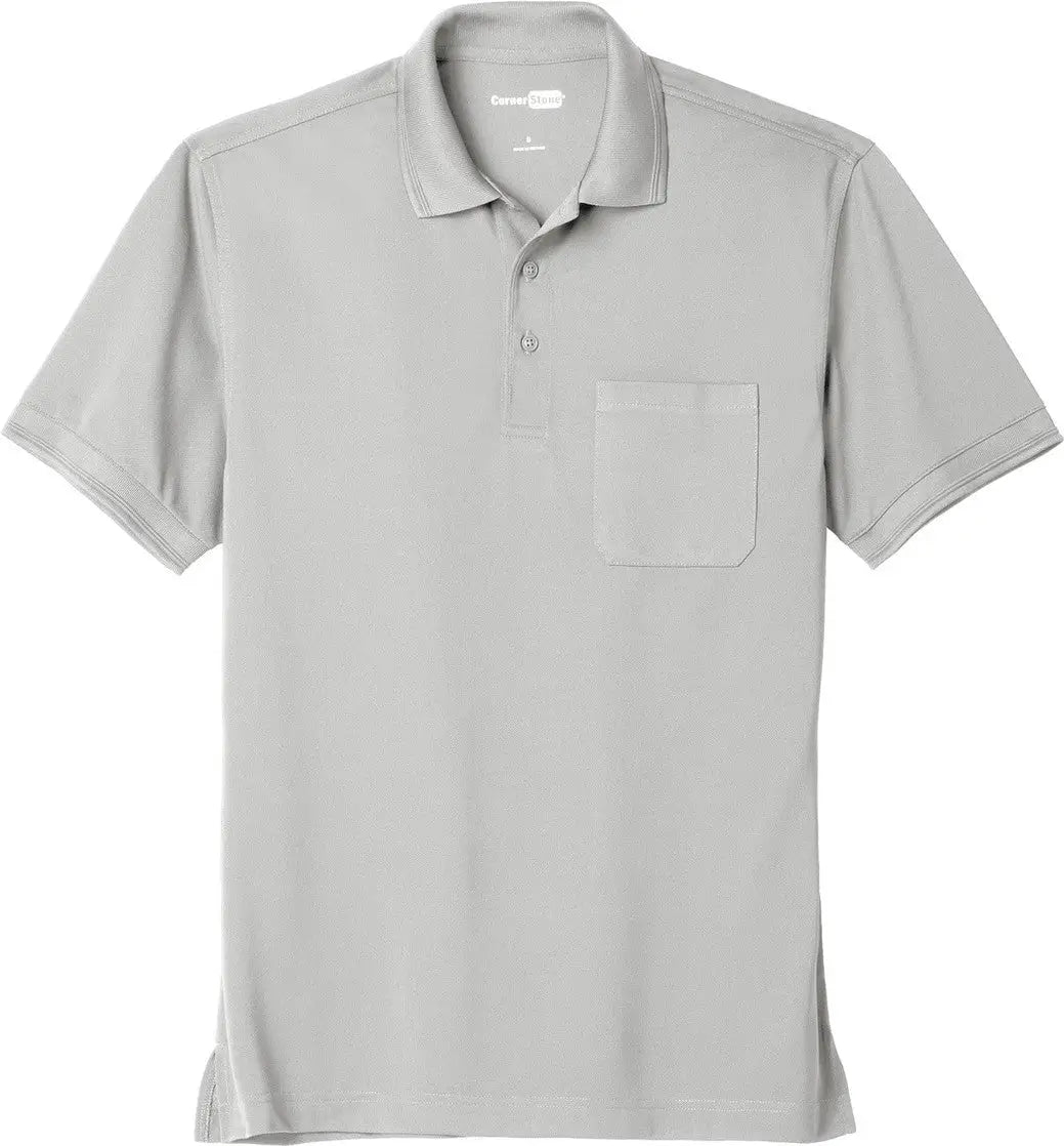 Cornerstone Cs4020p Industrial Snag-proof Pique Pocket Polo - Light Gray