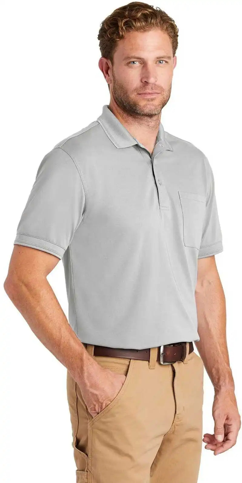 Cornerstone Cs4020p Industrial Snag Proof Pique Pocket Polo Light Gray