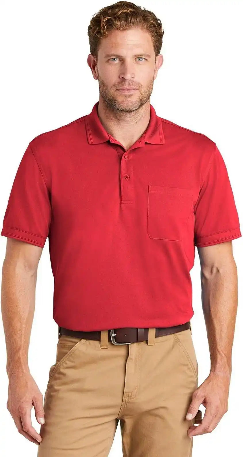 Cornerstone Cs4020p Industrial Snag-proof Pique Pocket Polo - Red