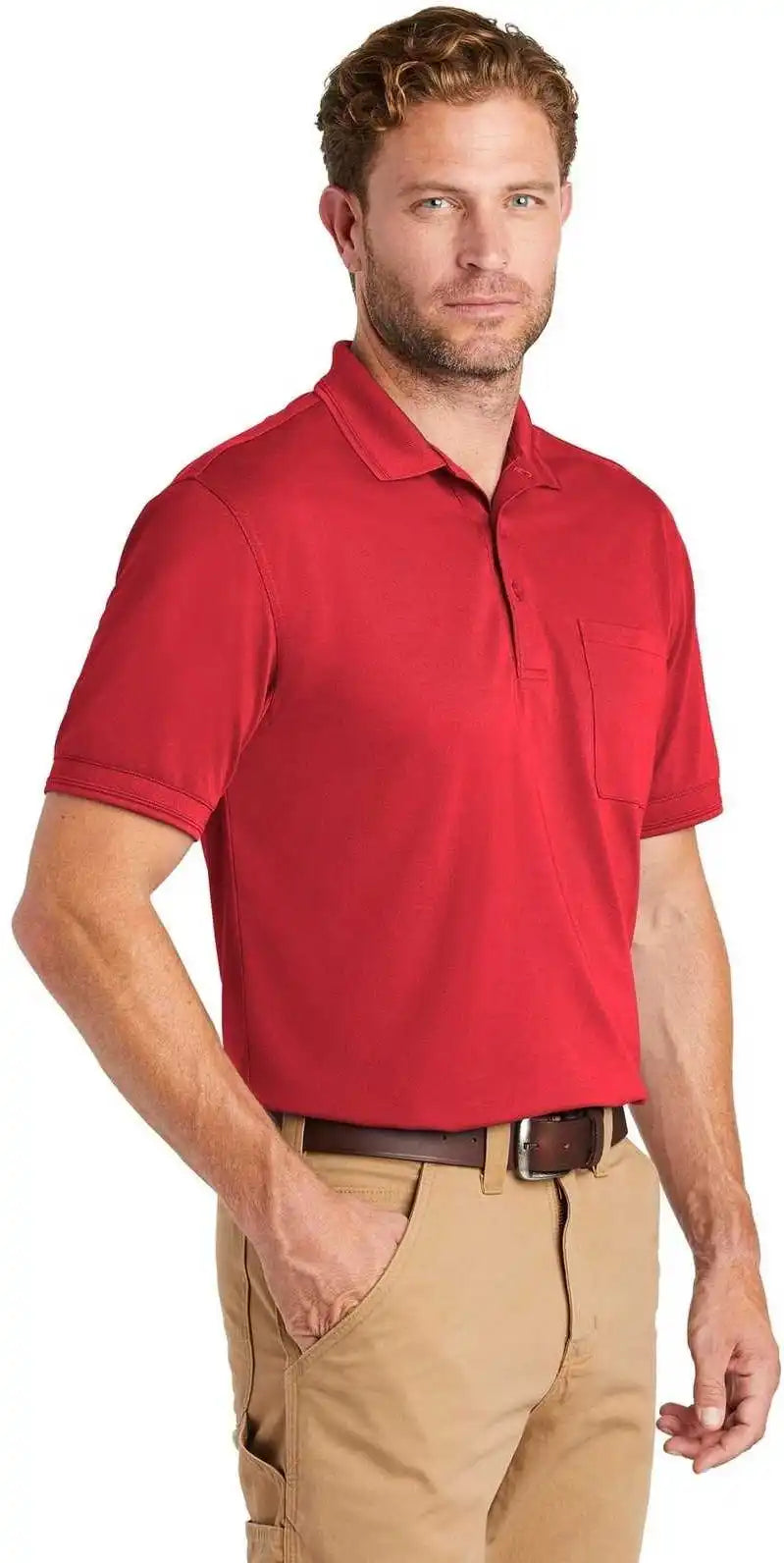 Cornerstone Cs4020p Industrial Snag-proof Pique Pocket Polo - Red