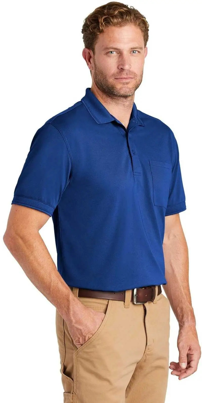 Cornerstone Cs4020p Industrial Snag-proof Pique Pocket Polo - Royal