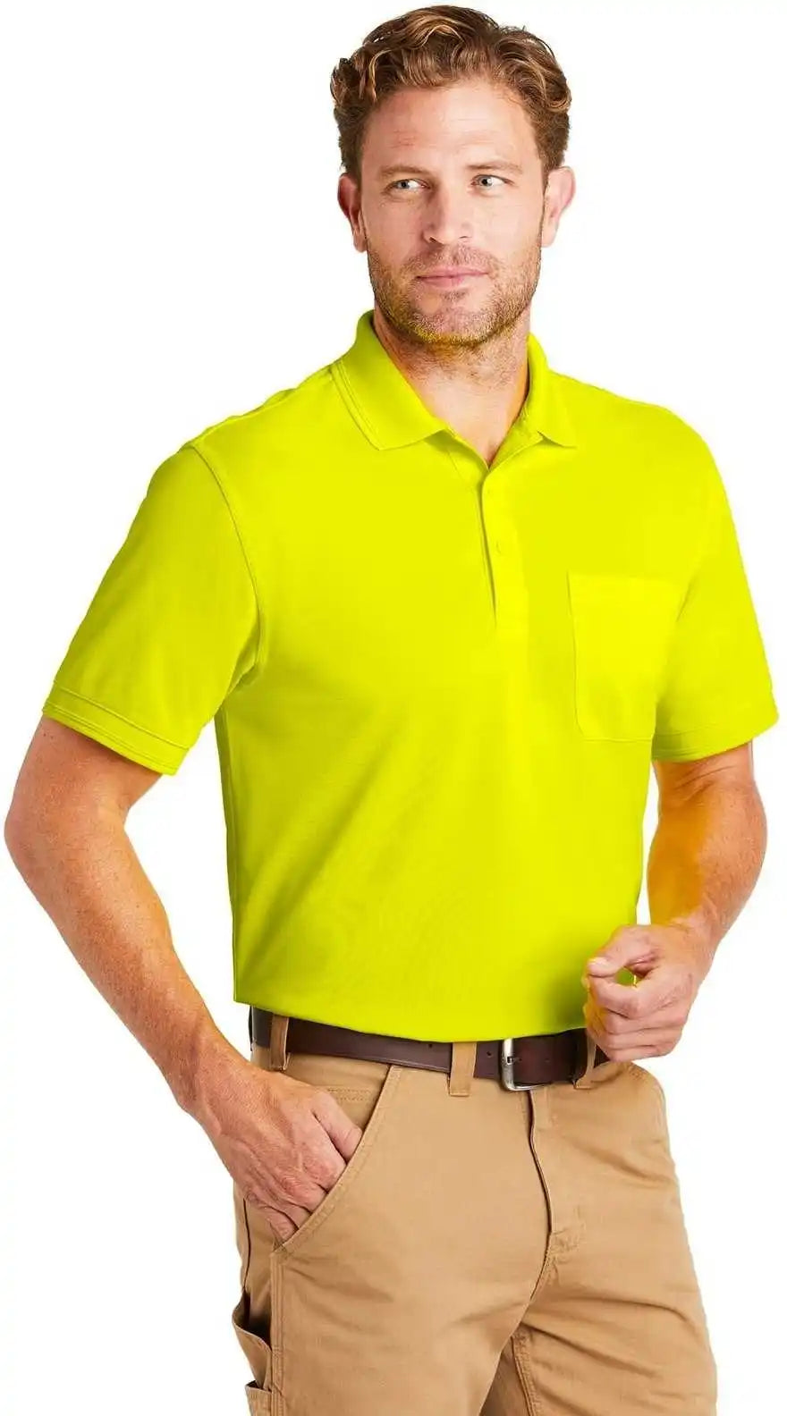 Cornerstone Cs4020p Industrial Snag Proof Pique Pocket Polo Safety Yellow