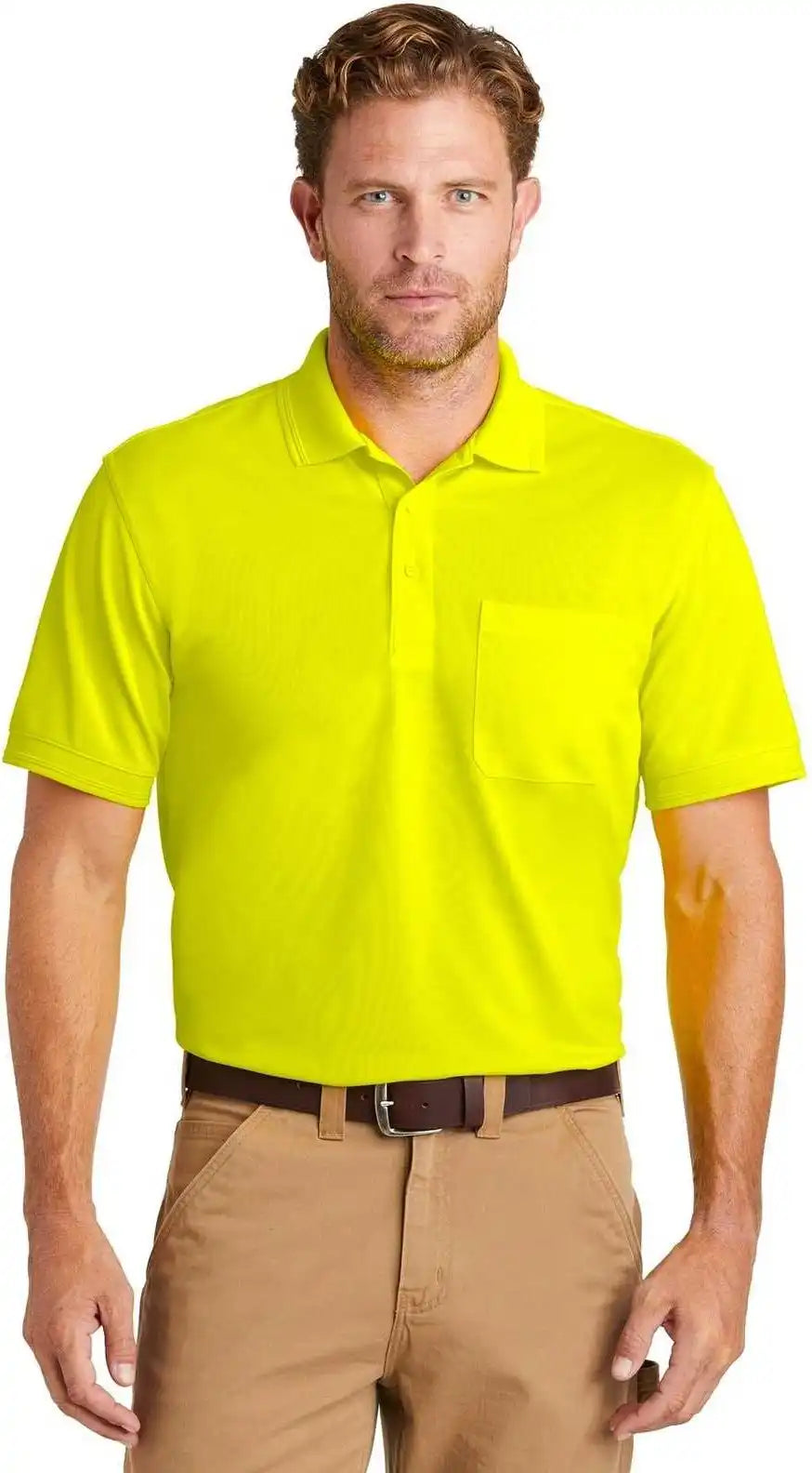 Cornerstone Cs4020p Industrial Snag Proof Pique Pocket Polo Safety Yellow
