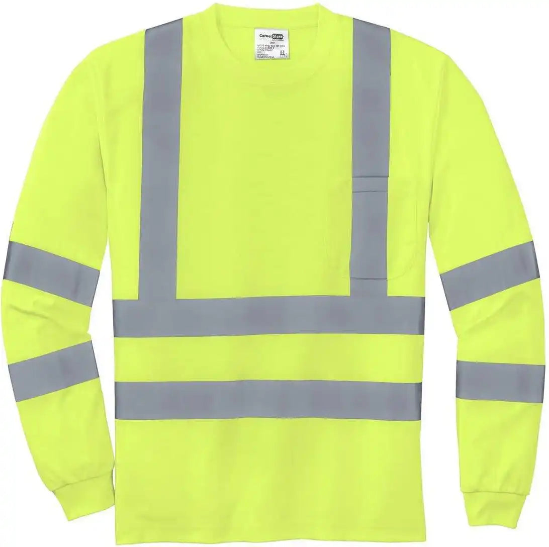 Cornerstone Cs409 Ansi 107 Class 3 Long Sleeve Snag Resistant Reflective t Shirt Safety Yellow