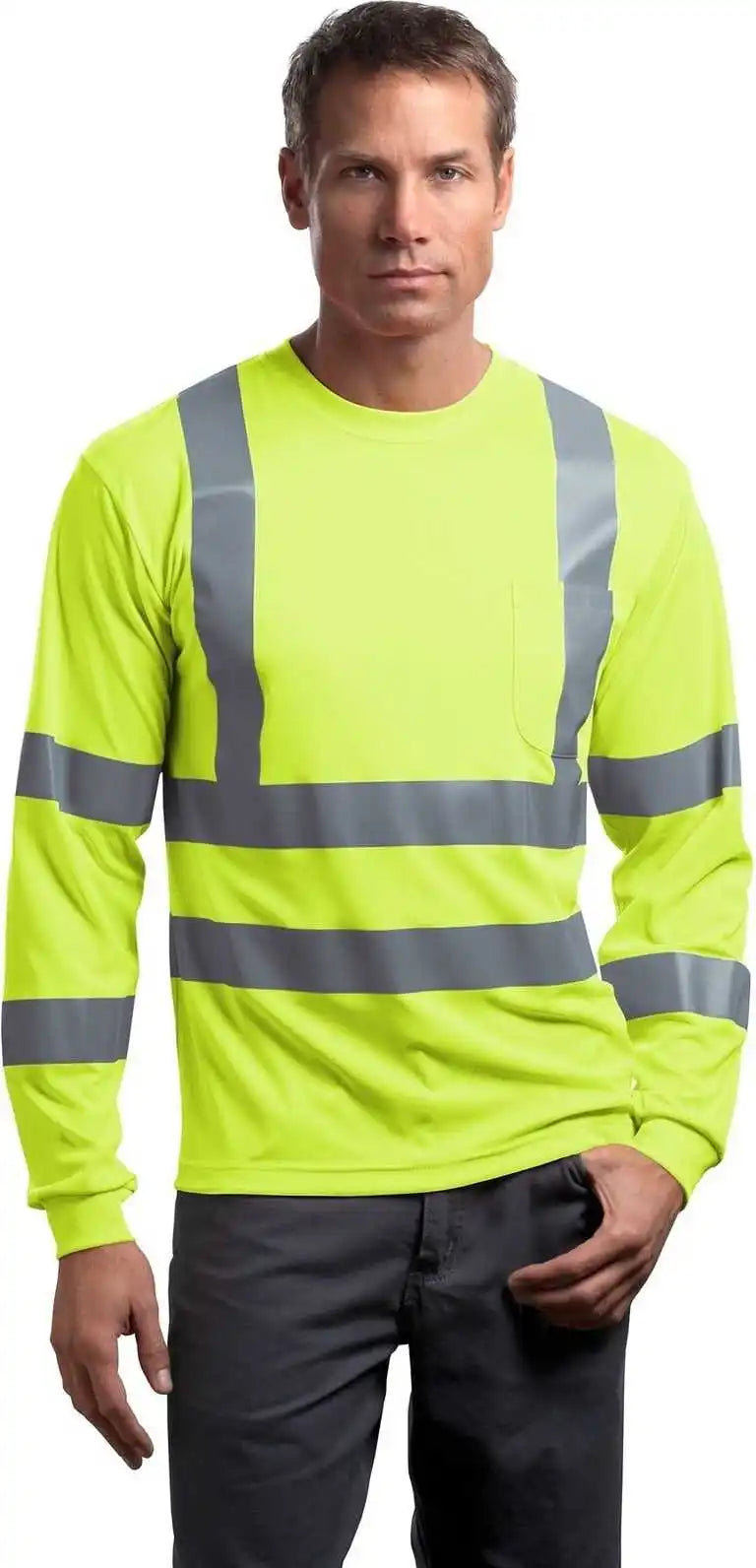 Cornerstone Cs409 Ansi 107 Class 3 Long Sleeve Snag-resistant Reflective T-shirt - Safety Yellow