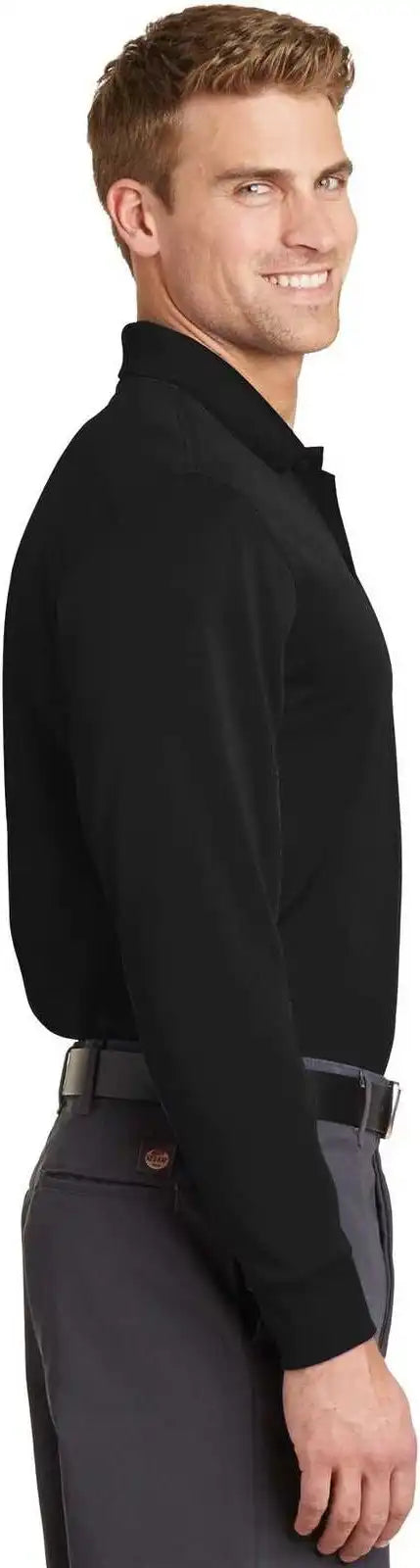 Cornerstone Cs412ls Select Snag Proof Long Sleeve Polo Black