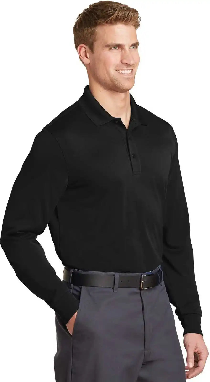 Cornerstone Cs412ls Select Snag Proof Long Sleeve Polo Black