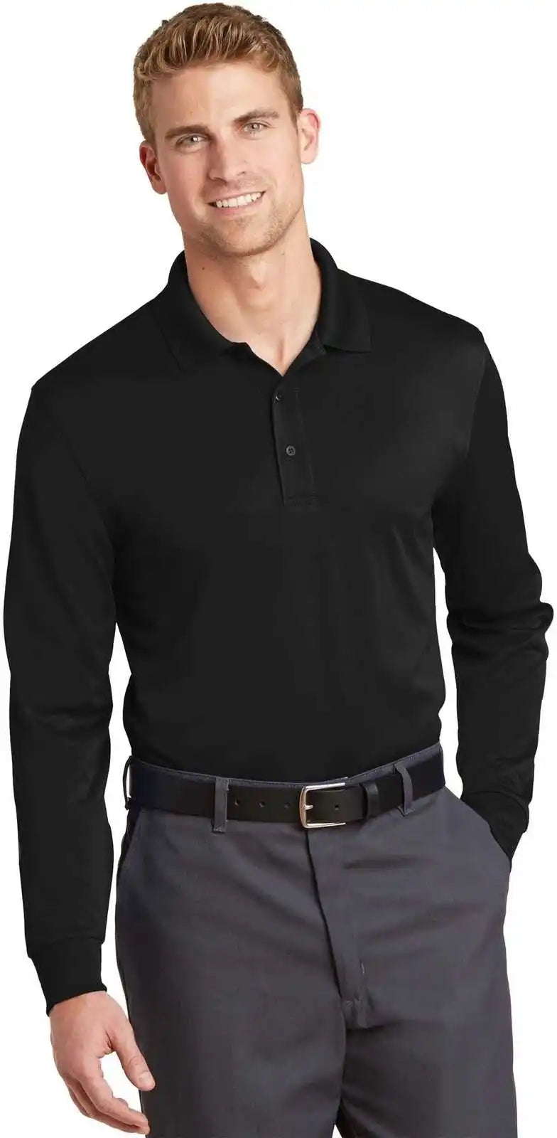 Cornerstone Cs412ls Select Snag Proof Long Sleeve Polo Black
