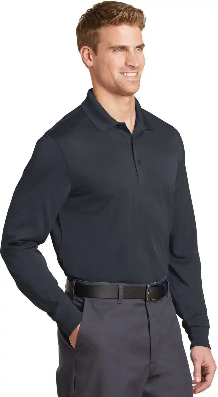 Cornerstone Cs412ls Select Snag Proof Long Sleeve Polo Charcoal