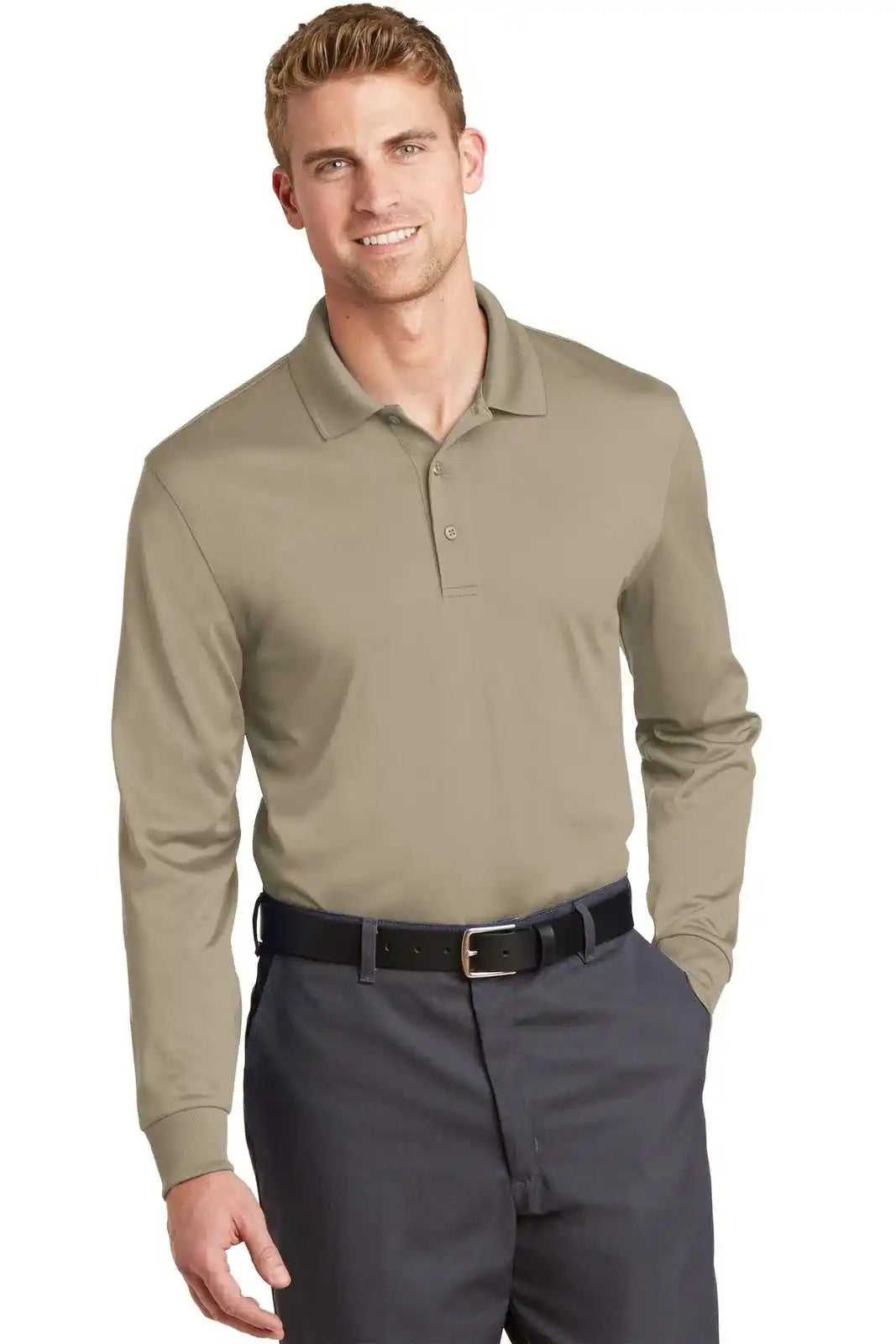 Cornerstone Cs412ls Select Snag-proof Long Sleeve Polo - Tan