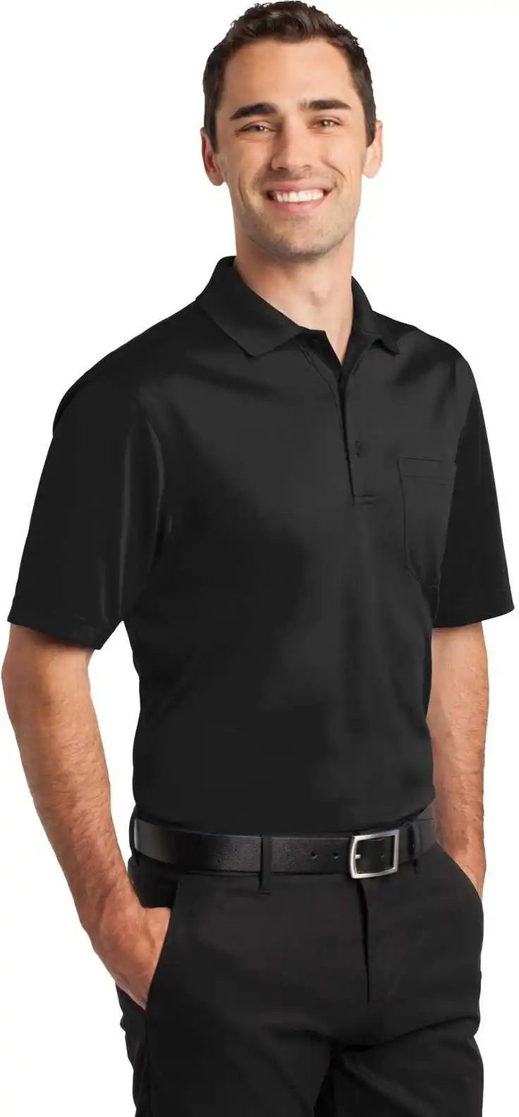 Cornerstone Cs412p Select Snag Proof Pocket Polo Black