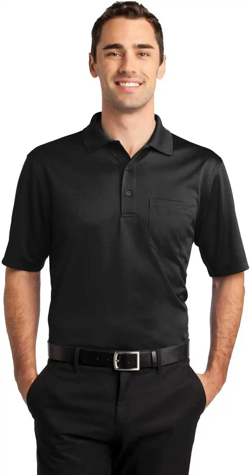 Cornerstone Cs412p Select Snag-proof Pocket Polo - Black