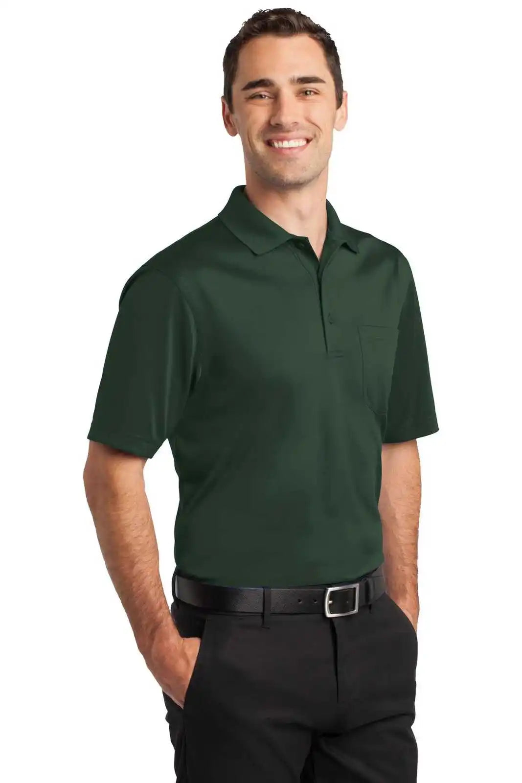 Cornerstone Cs412p Select Snag-proof Pocket Polo - Dark Green