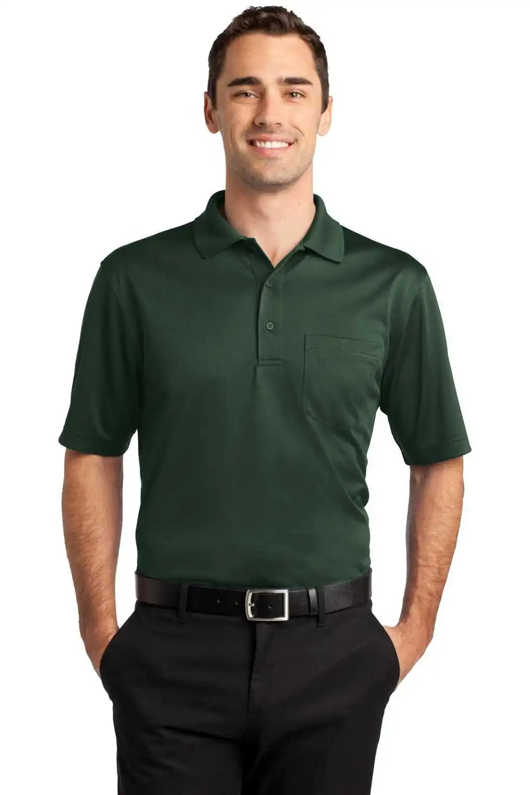 Cornerstone Cs412p Select Snag-proof Pocket Polo - Dark Green