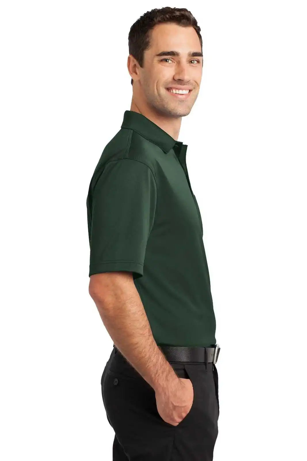 Cornerstone Cs412p Select Snag-proof Pocket Polo - Dark Green