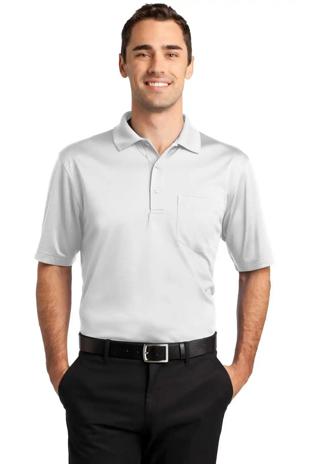 Cornerstone Cs412p Select Snag-proof Pocket Polo - White
