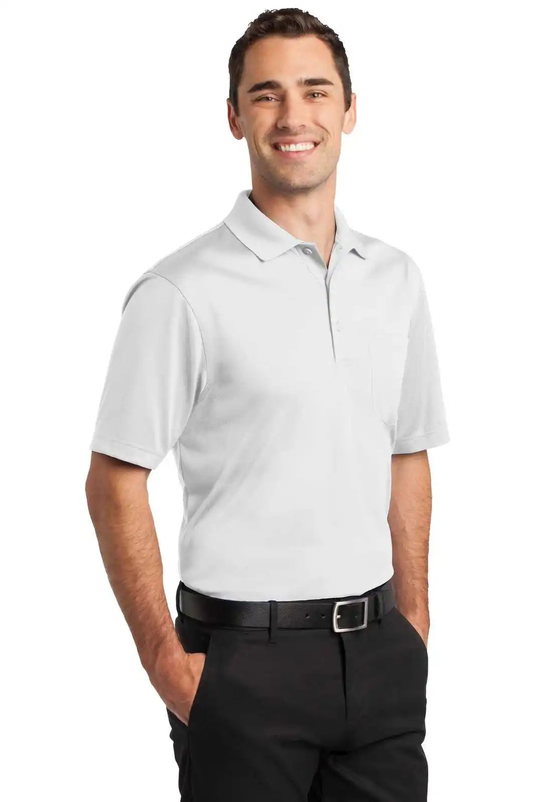 Cornerstone Cs412p Select Snag-proof Pocket Polo - White