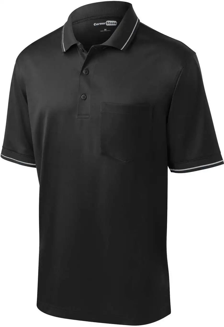 Cornerstone Cs415 Select Snag Proof Tipped Pocket Polo Black Smoke Gray