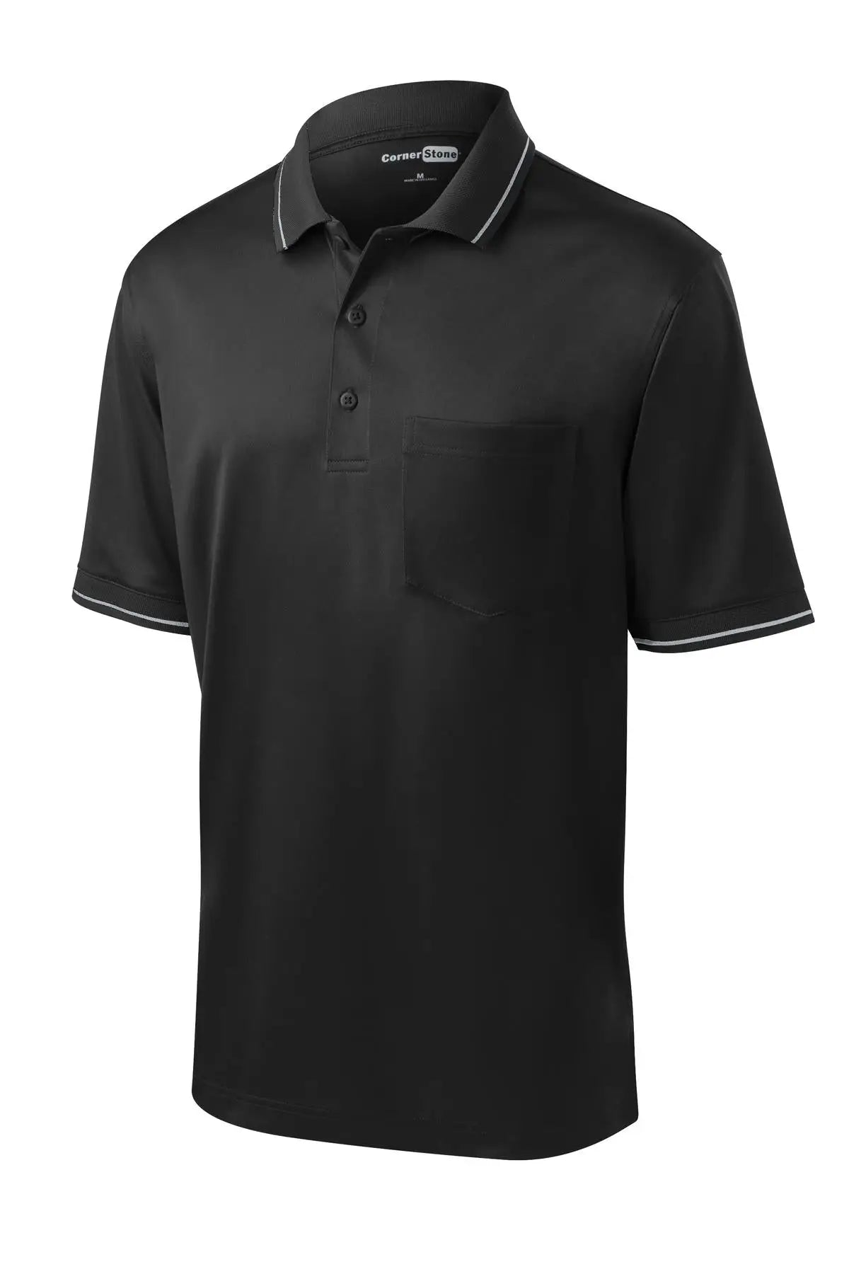 Cornerstone Cs415 Select Snag-proof Tipped Pocket Polo - Black Smoke Gray