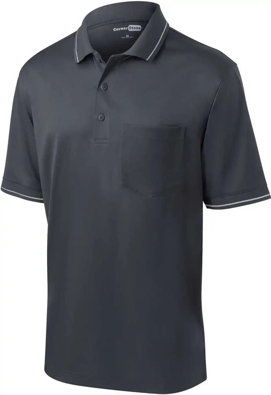 Cornerstone Cs415 Select Snag Proof Tipped Pocket Polo Charcoal Light Gray