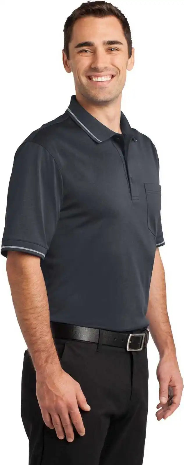 Cornerstone Cs415 Select Snag Proof Tipped Pocket Polo Charcoal Light Gray