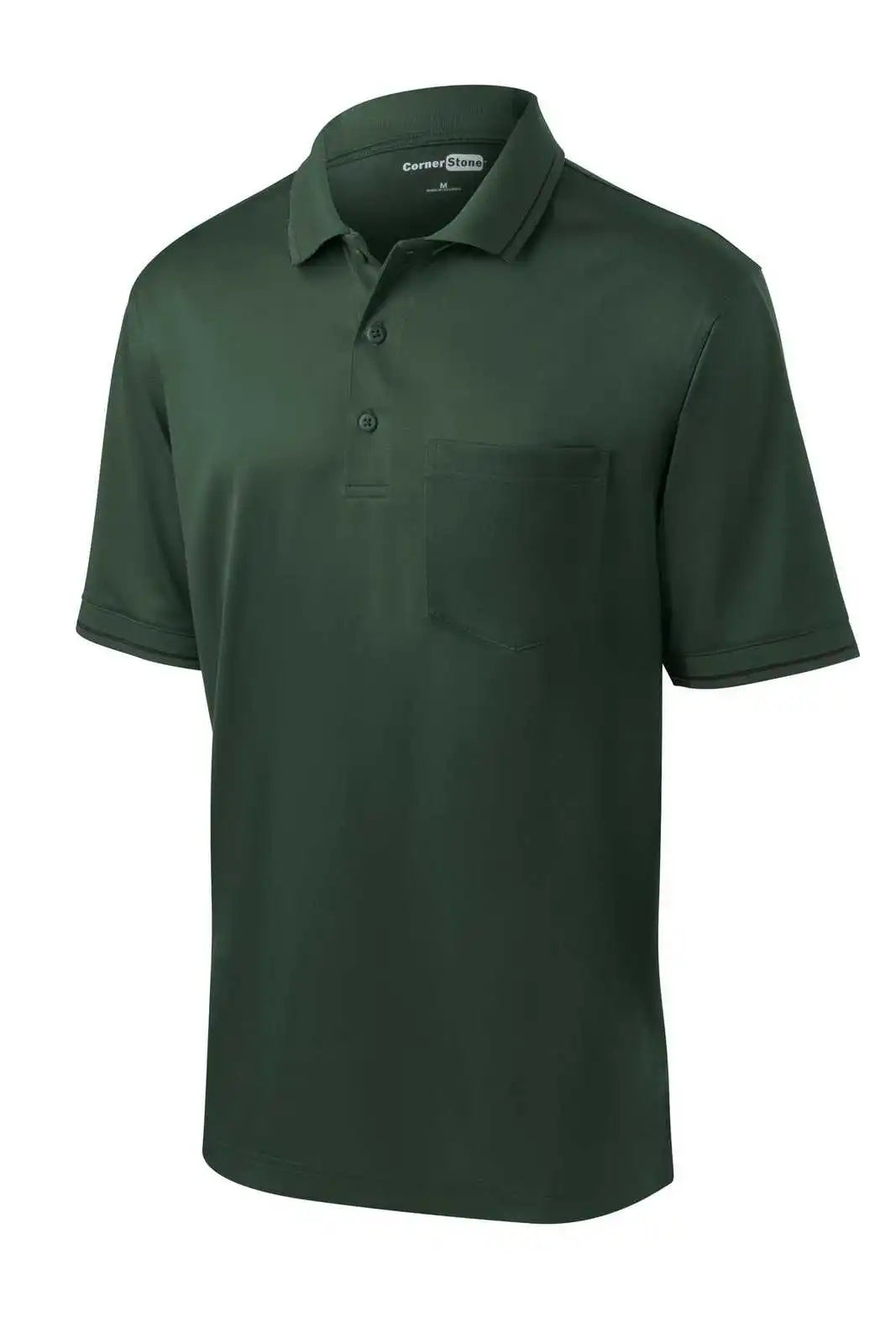 Cornerstone Cs415 Select Snag-proof Tipped Pocket Polo - Dark Green Black