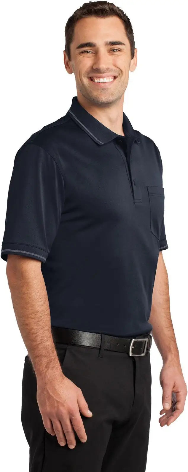 Cornerstone Cs415 Select Snag-proof Tipped Pocket Polo - Dark Navy Smoke Gray