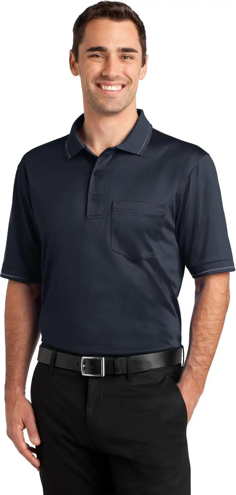 Cornerstone Cs415 Select Snag-proof Tipped Pocket Polo - Dark Navy Smoke Gray - Navy/ / Adult Xs