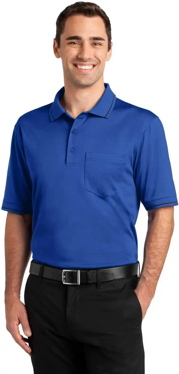 Cornerstone Cs415 Select Snag-proof Tipped Pocket Polo - Royal Black