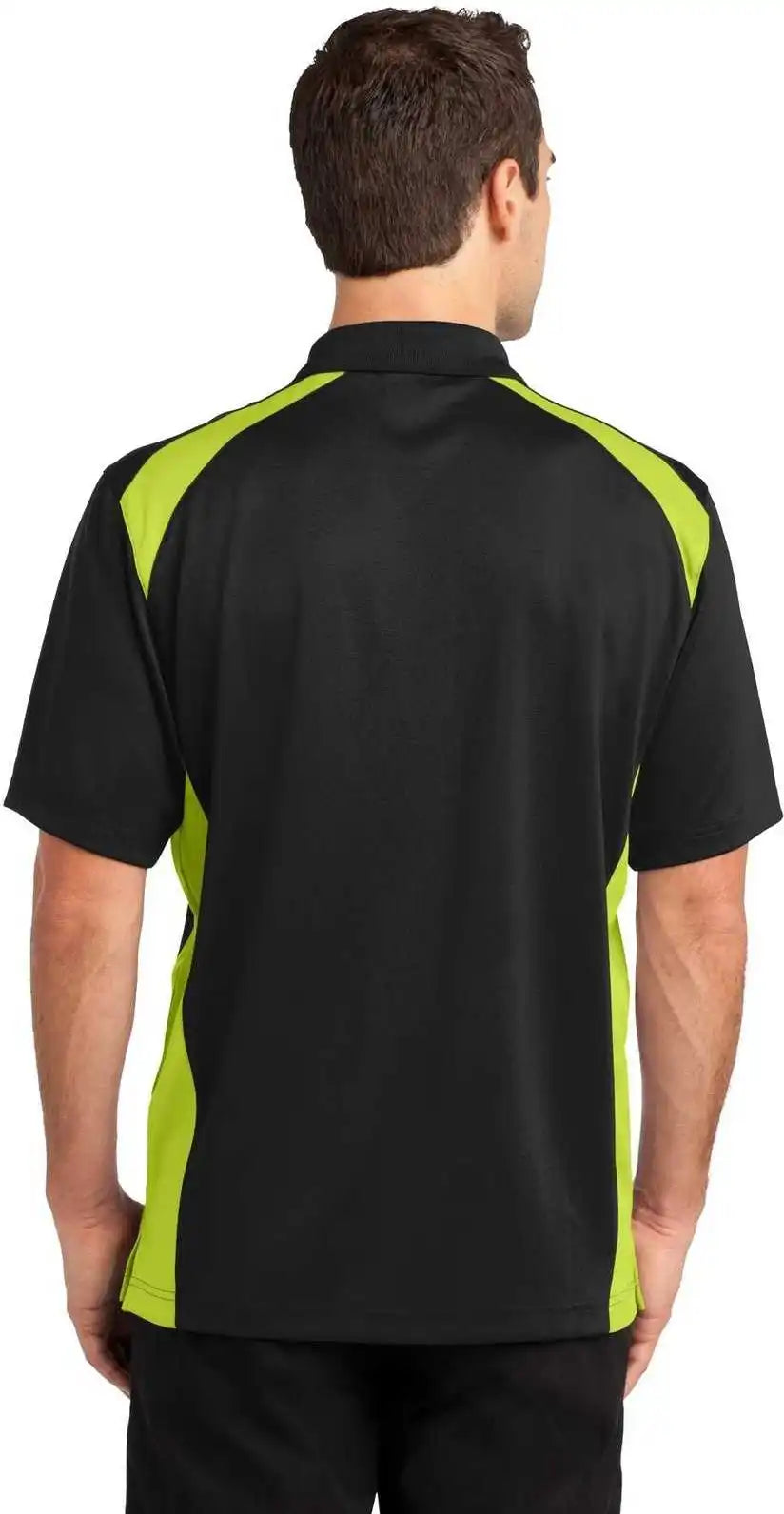 Cornerstone Cs416 Select Snag-proof Two Way Colorblock Pocket Polo - Black Shock Green