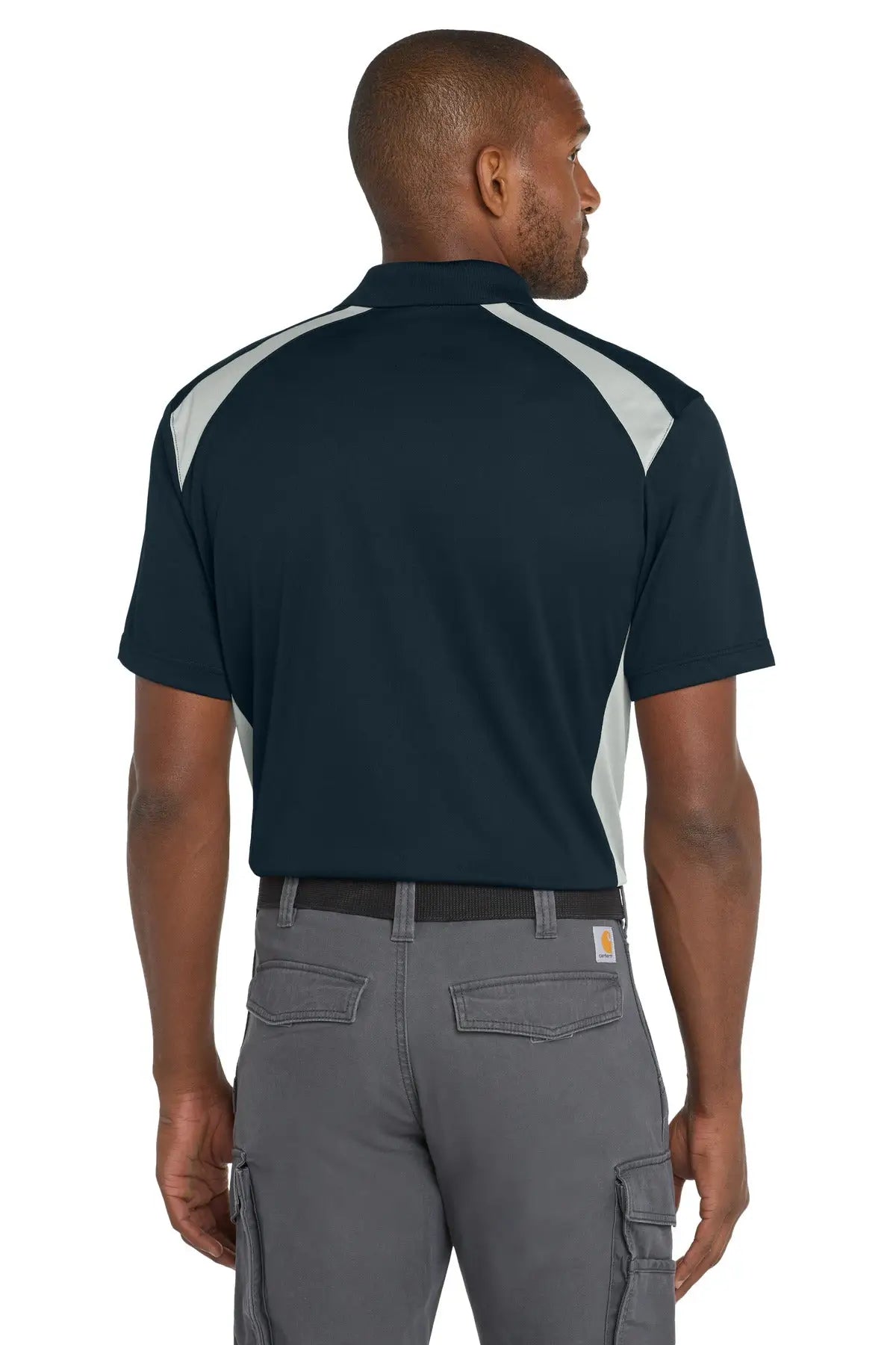 Cornerstone Cs416 Select Snag-proof Two Way Colorblock Pocket Polo - Dark Navy Light Gray