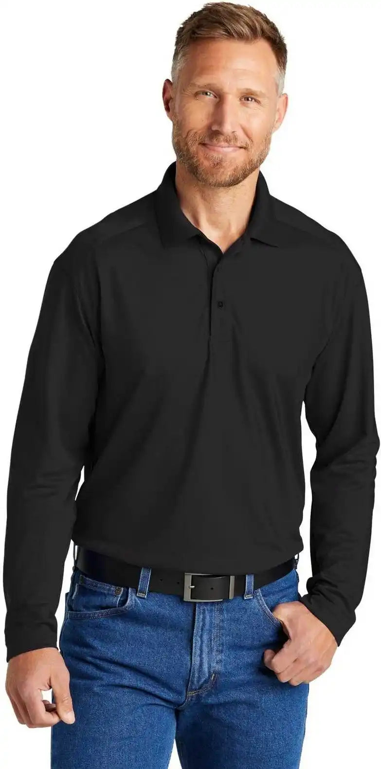 Cornerstone Cs418ls Select Lightweight Snag Proof Long Sleeve Polo Black