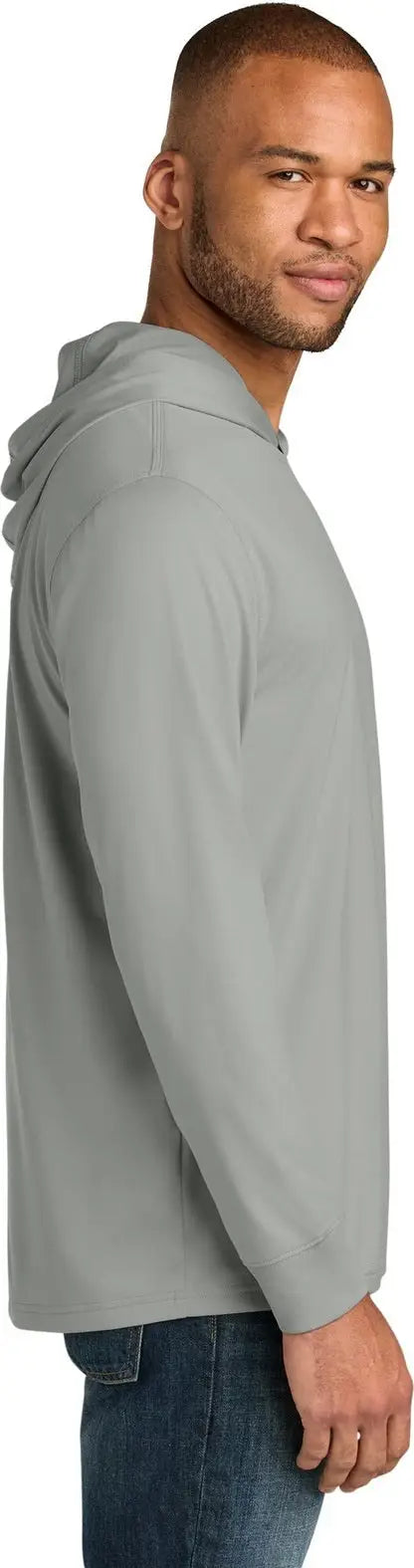 Cornerstone Cs440lsh Workwear Pro Long Sleeve Hooded Tee - Light Gray