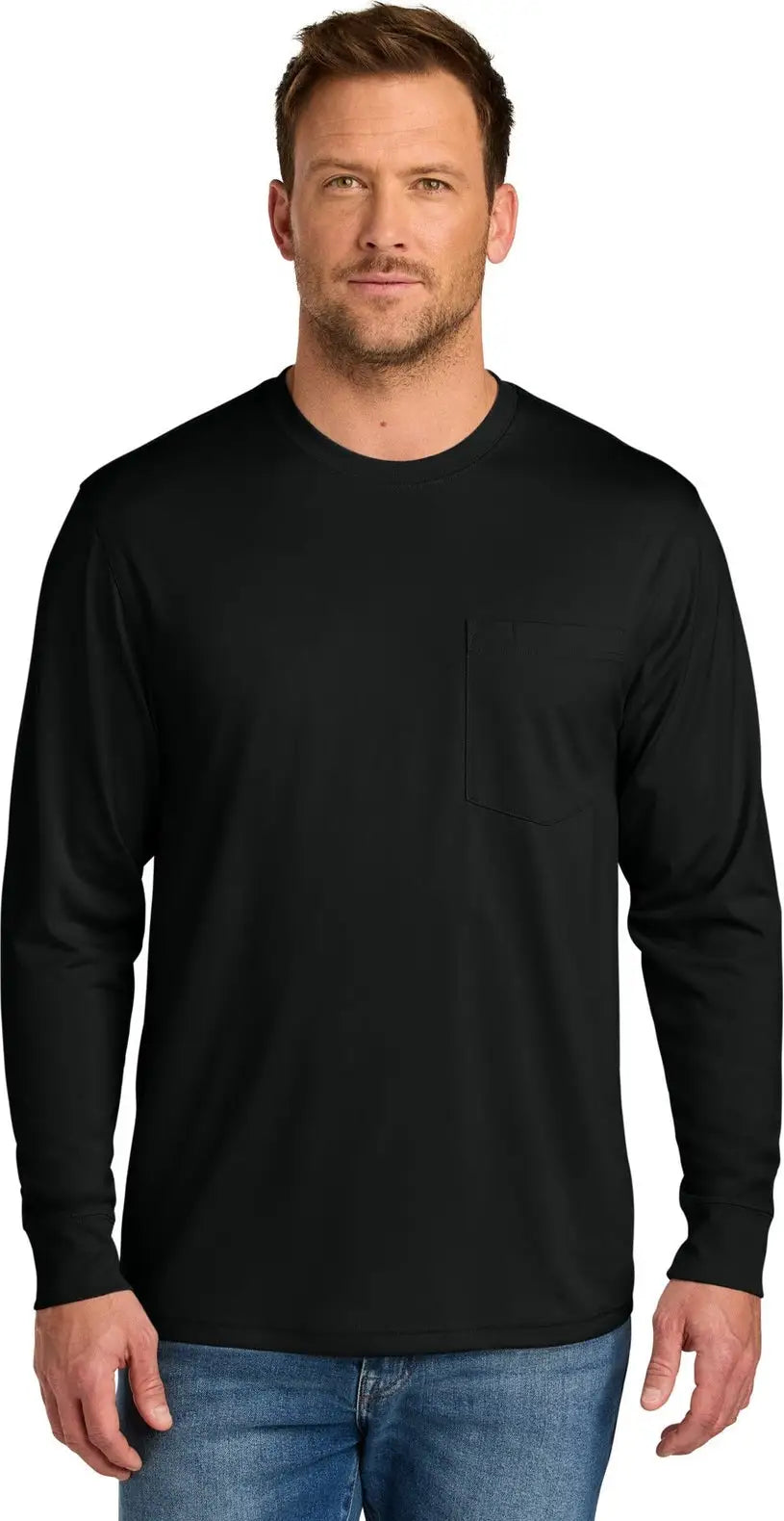 Cornerstone Cs440lsp Workwear Pro Long Sleeve Pocket Tee - Black - Adult Xs