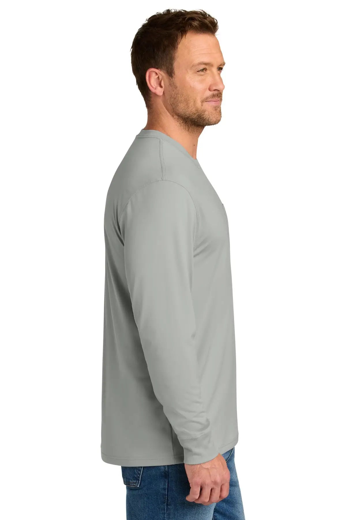 Cornerstone Cs440lsp Workwear Pro Long Sleeve Pocket Tee - Light Gray