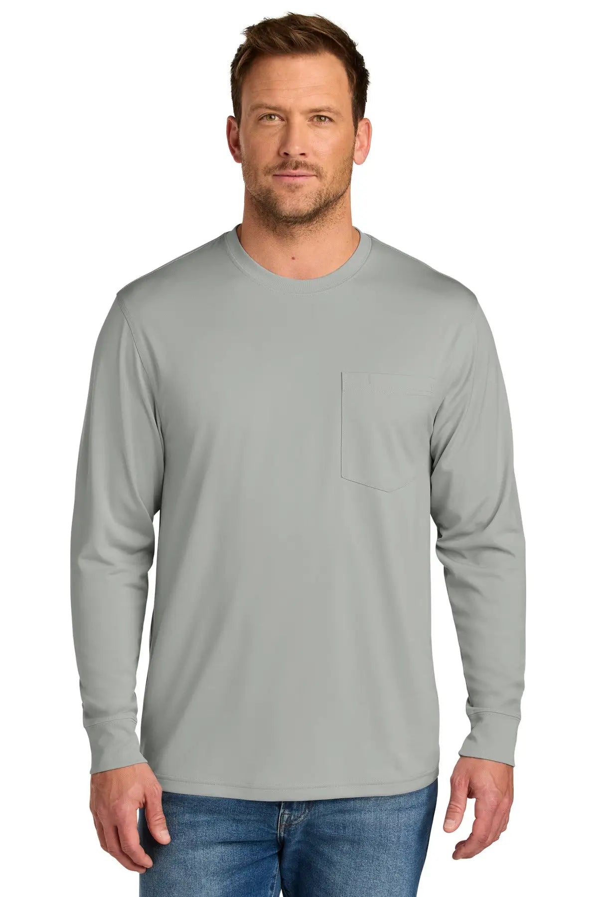 Cornerstone Cs440lsp Workwear Pro Long Sleeve Pocket Tee - Light Gray - Adult Xs