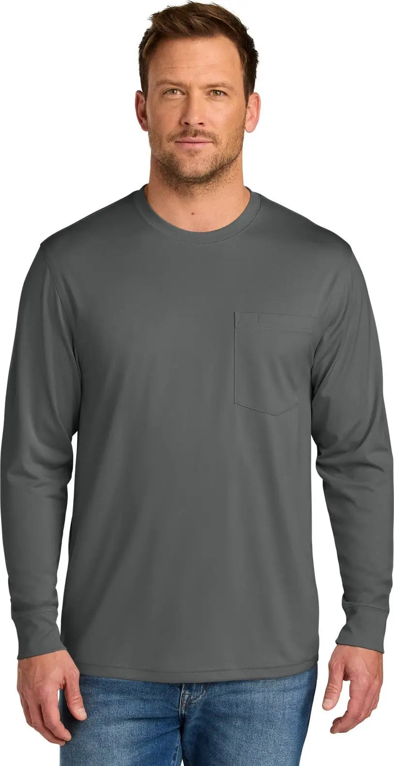 Cornerstone Cs440lsp Workwear Pro Long Sleeve Pocket Tee - Metal Gray - Adult Xs