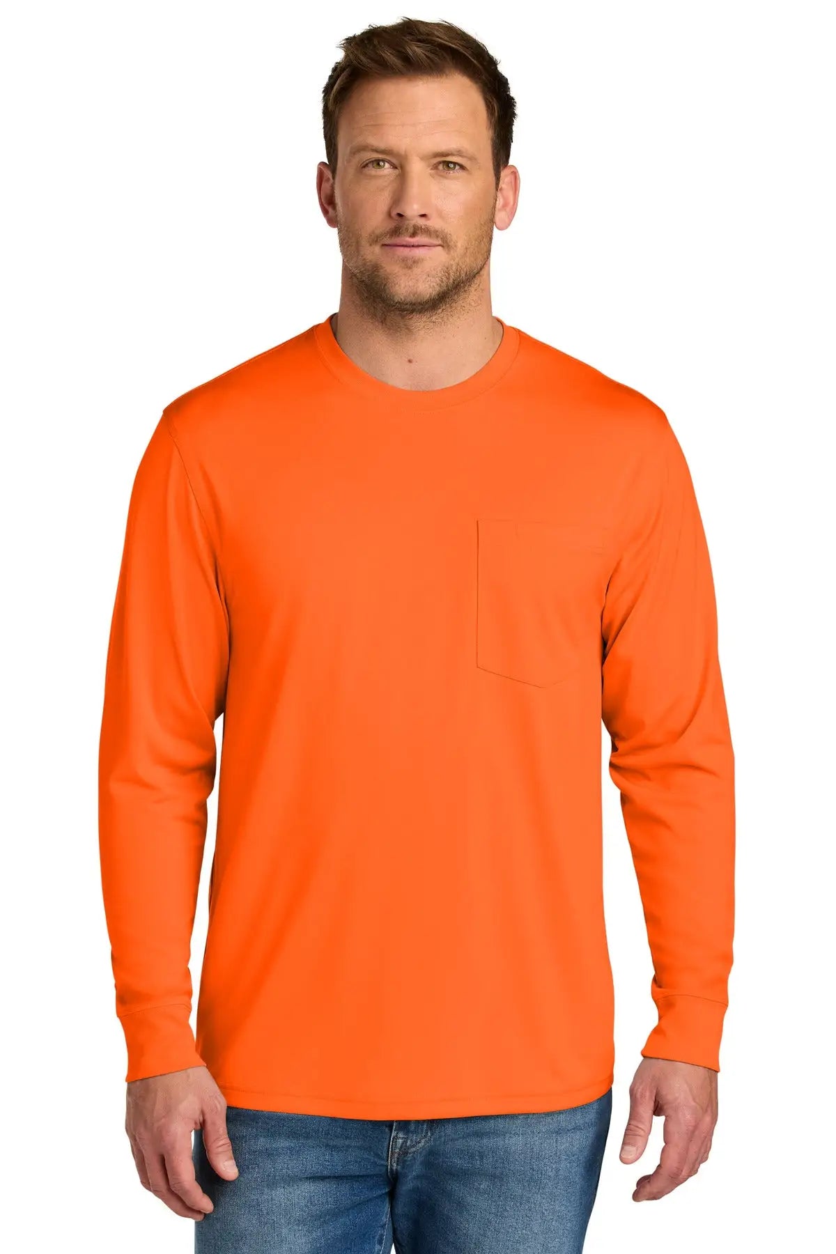 Cornerstone Cs440lsp Workwear Pro Long Sleeve Pocket Tee - Safety Orange - Adult Xs