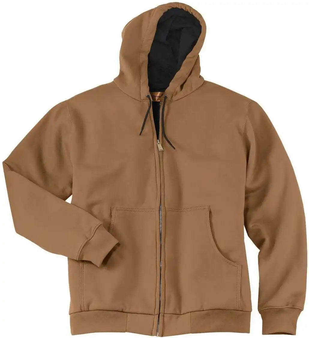 Cornerstone Cs620 Heavyweight Full Zip Hooded Sweatshirt with Thermal Lining Duck Brown