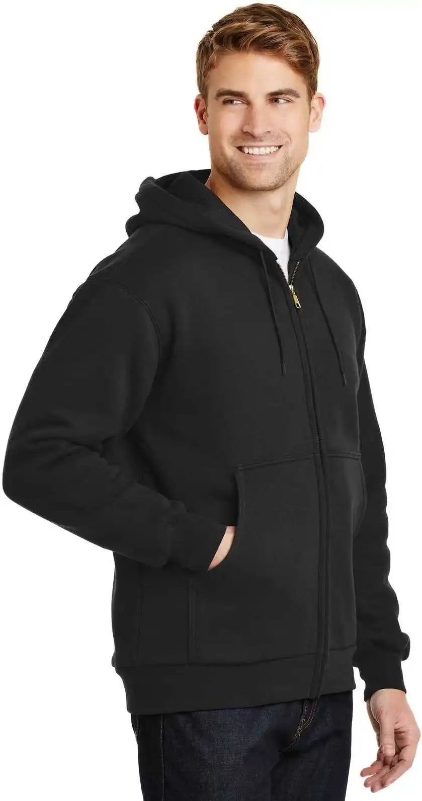 Cornerstone Cs620 Heavyweight Full Zip Hooded Sweatshirt with Thermal Lining Black