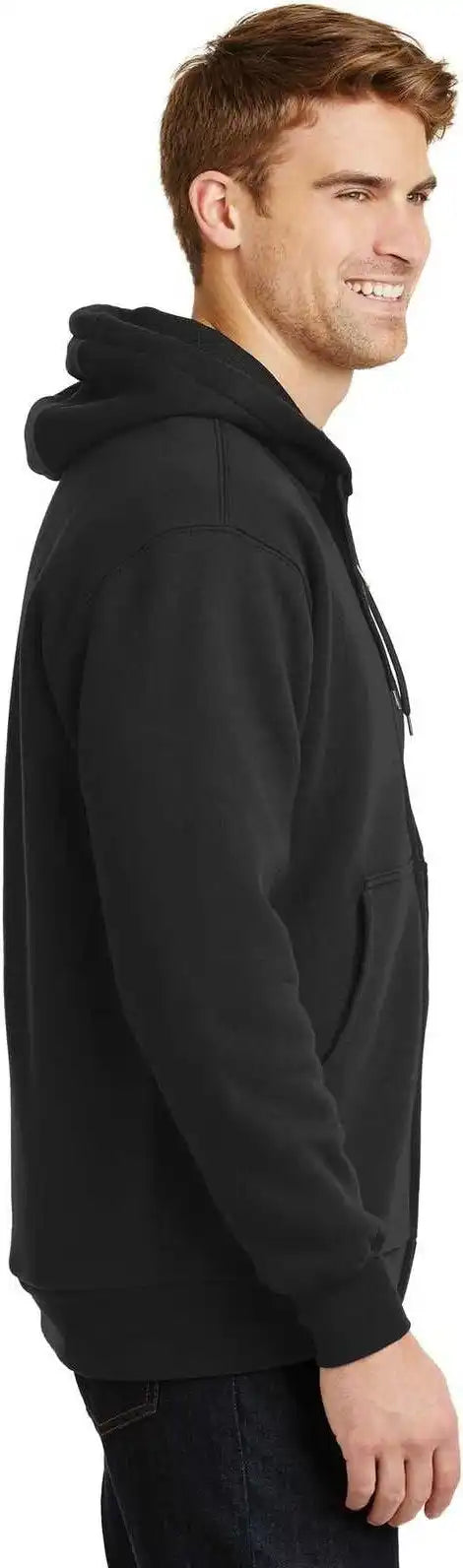 Cornerstone Cs620 Heavyweight Full Zip Hooded Sweatshirt with Thermal Lining Black