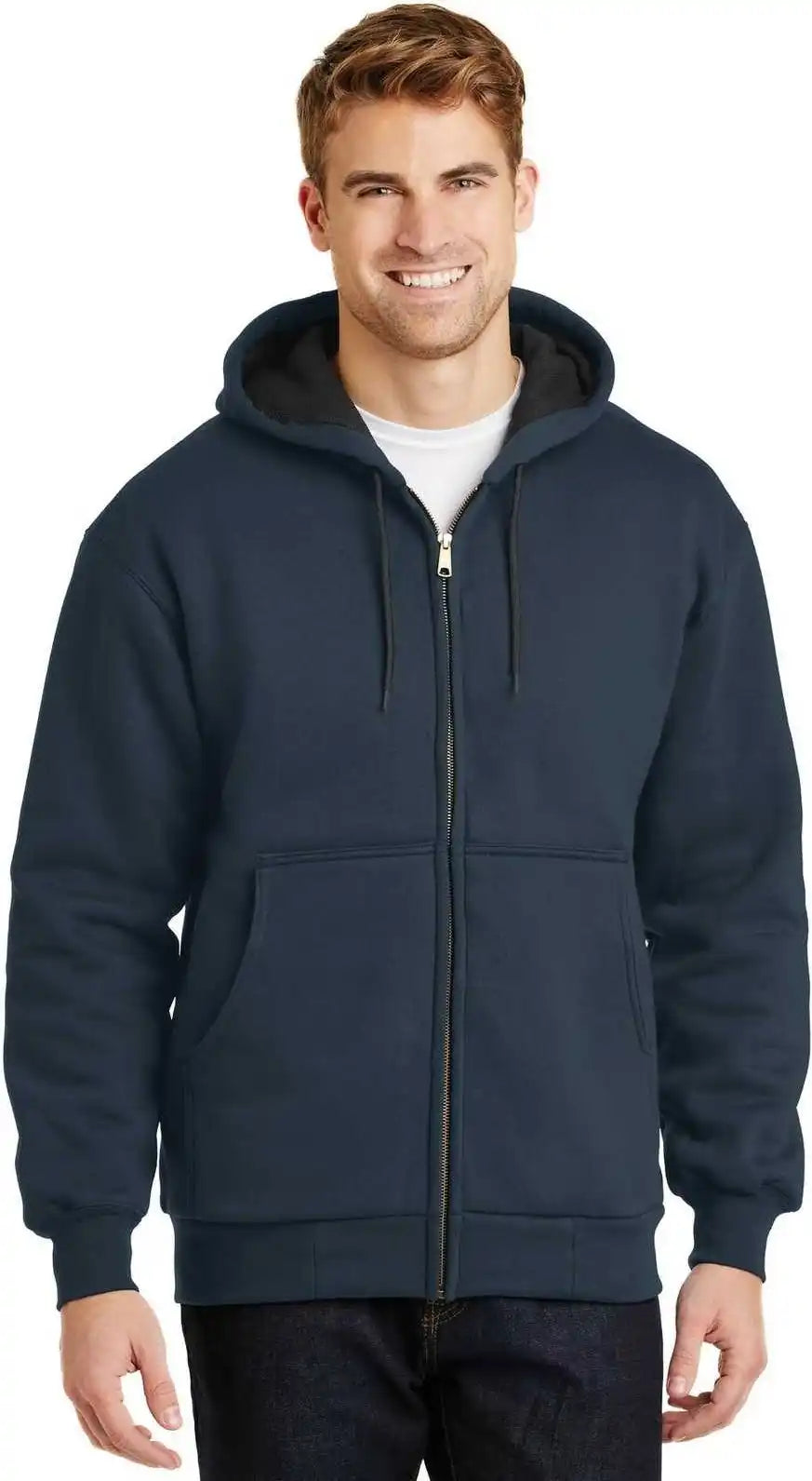Cornerstone Cs620 Heavyweight Full Zip Hooded Sweatshirt with Thermal Lining Navy