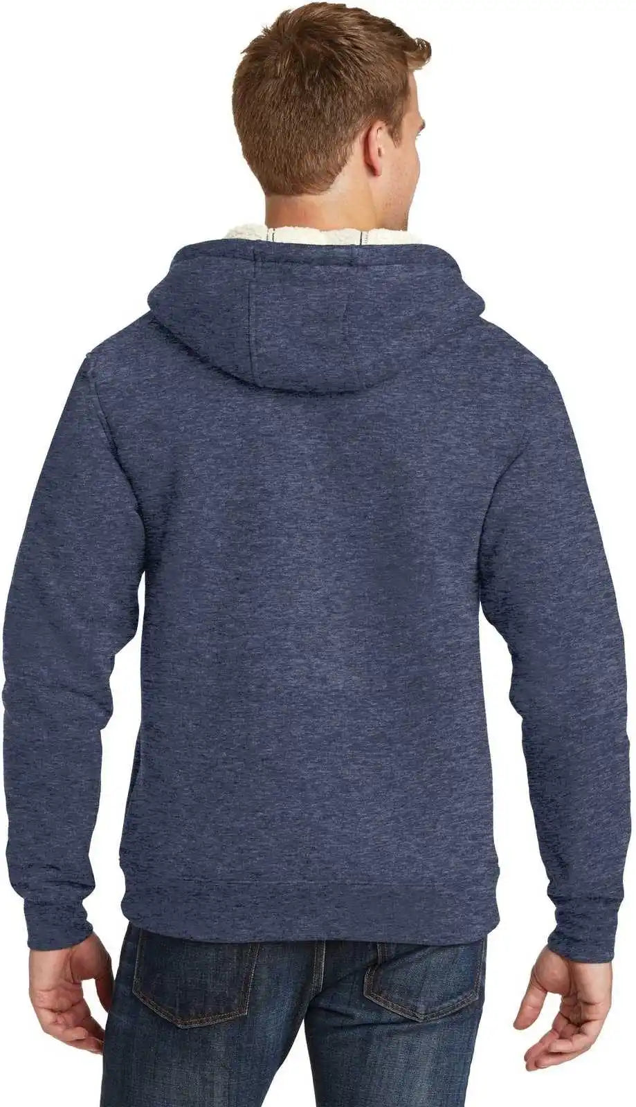 Cornerstone Cs625 Heavyweight Sherpa-lined Hooded Fleece Jacket - Navy