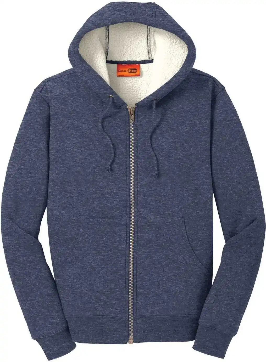 Cornerstone Cs625 Heavyweight Sherpa Lined Hooded Fleece Jacket Navy