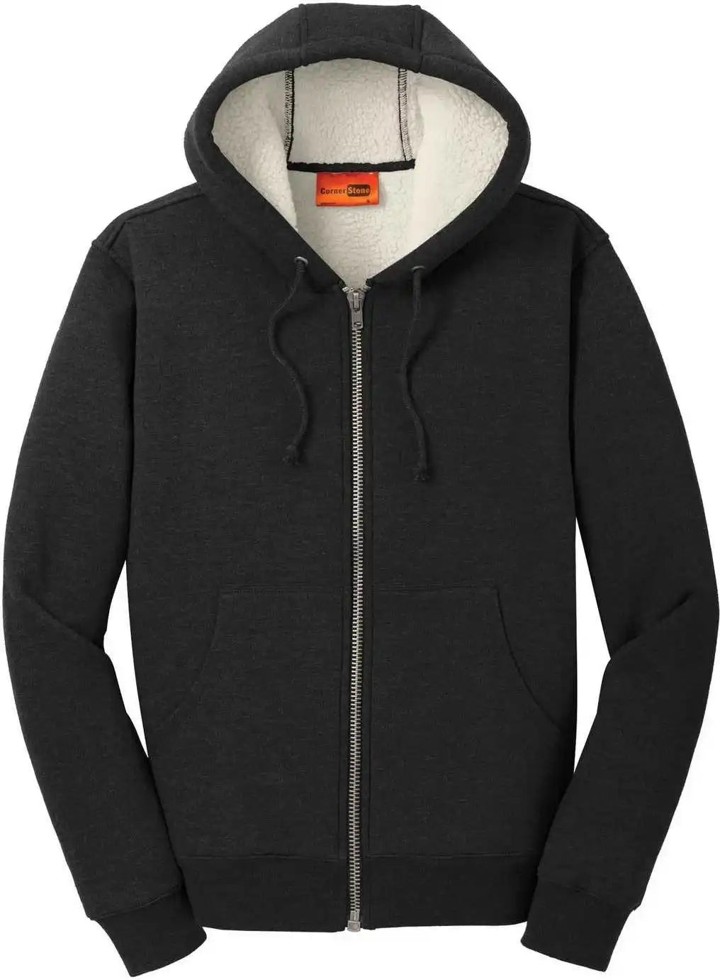 Cornerstone Cs625 Heavyweight Sherpa Lined Hooded Fleece Jacket Black