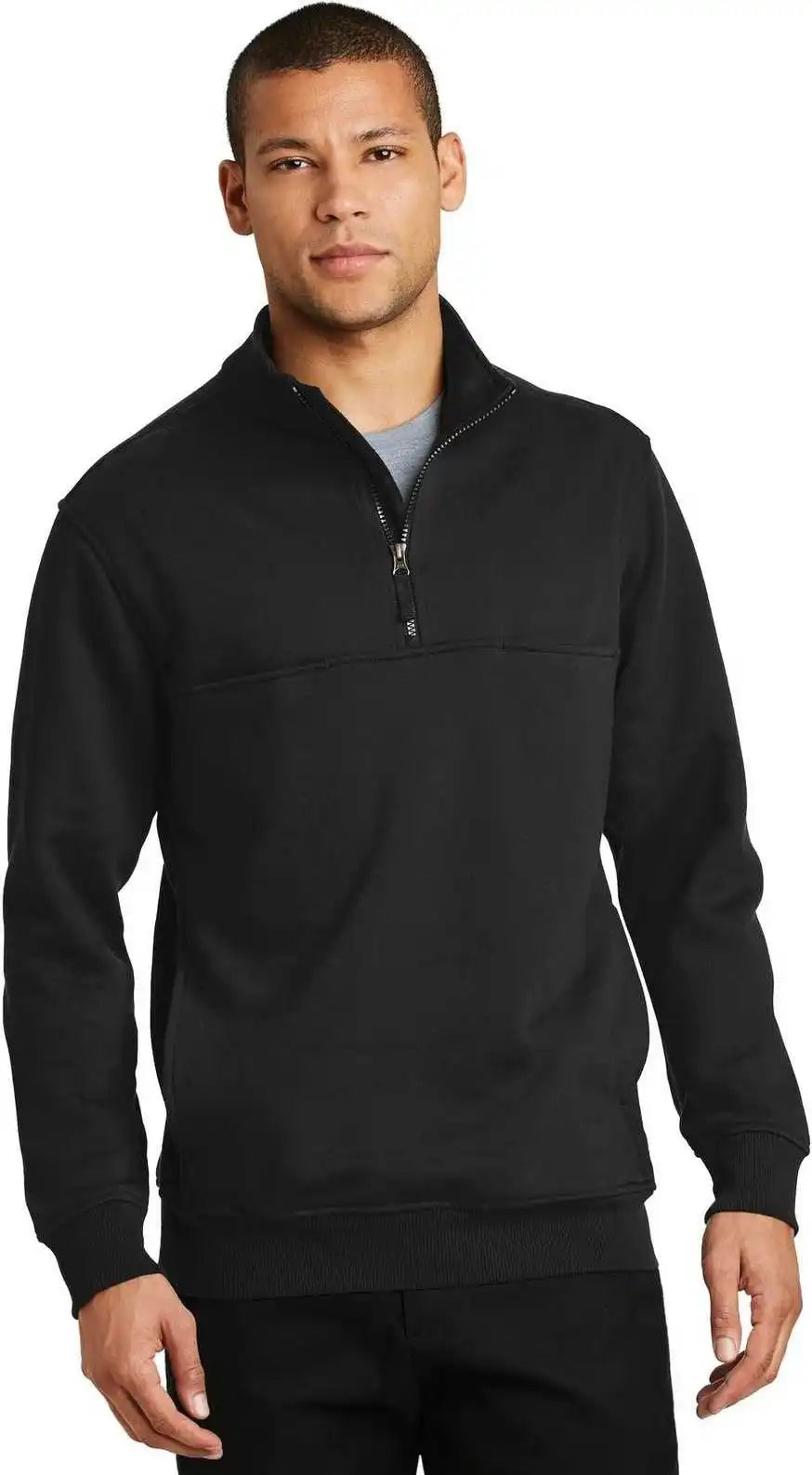 Cornerstone Cs626 1/2-zip Job Shirt - Black
