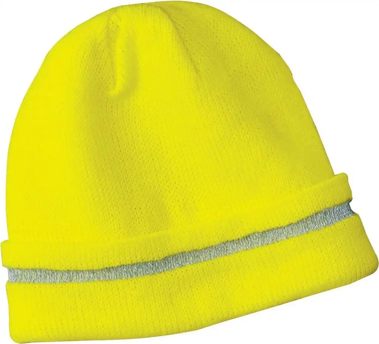 Cornerstone Cs800 Enhanced Visibility Beanie with Reflective Stripe - Safety Yellow - one Size Fits Most